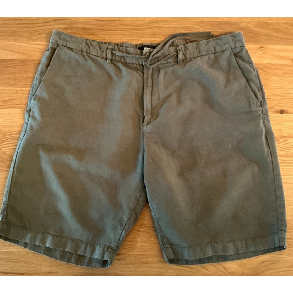 Mise‎ au Green Linen Blend Shorts Mens 38 Olive Drawstring Elastic Waist